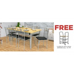 Nolana Table and 8 Chairs Metal/MDF Top & Free Ludovica Kitchen Trolley in Particle Board & Metal