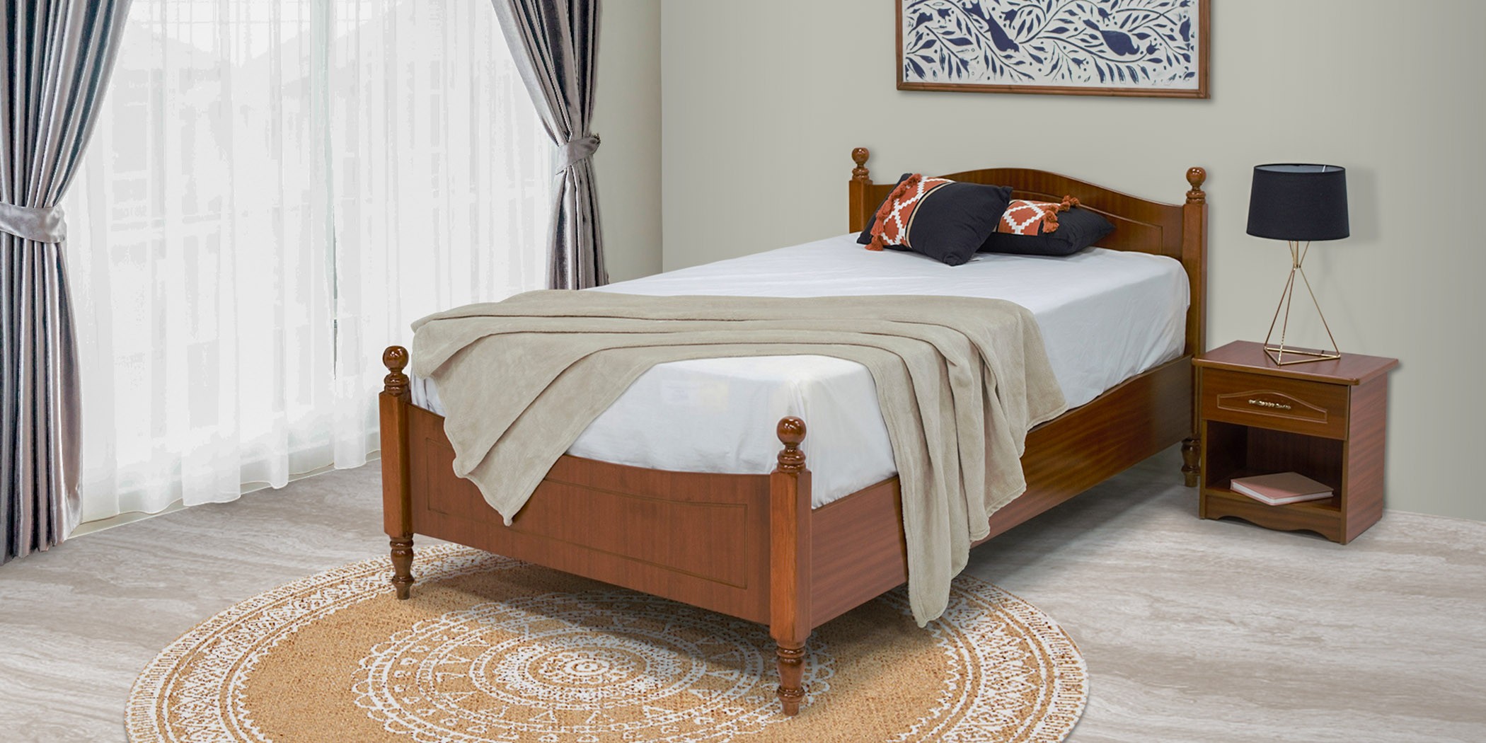Jacinthe Bed 107x190 cm Sapele MDF Jacinthe Bed 107x190 cm Sapele MDF