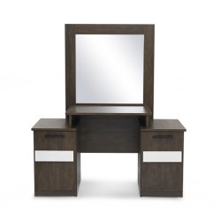 Shelton Dressing Table with pouf Brown Flame and White Matt