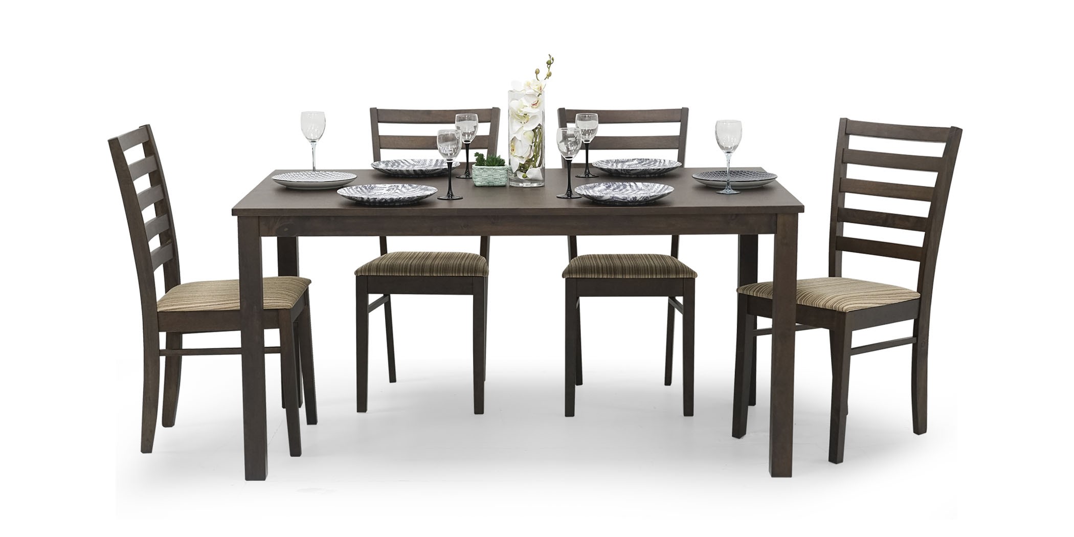 New Ocean Table & 6 chairs Black Cherry Rubberwood