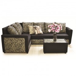 Tricia Corner Grey & Black + coffee table