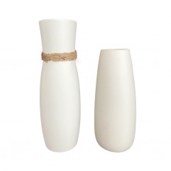 Set of 2 Vases White -...