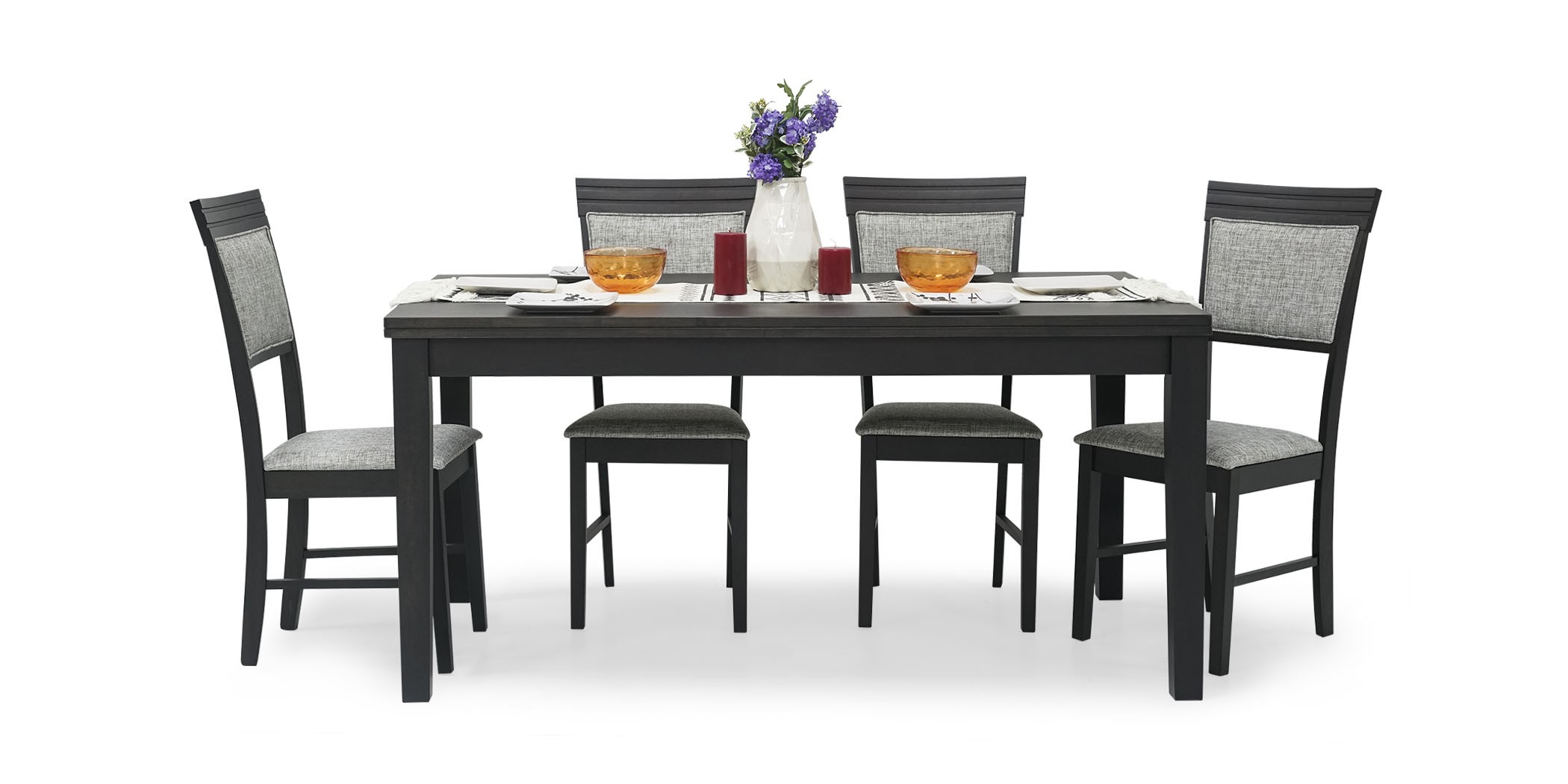 Caleb Table and 6 chairs Expresso Color Rubberwood