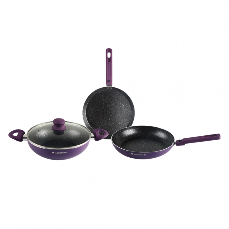 Wonderchef WON582 Purple 2YW Diana 4pcs Cookware Set - 63153425 Wonderchef WON582 Purple 2YW Diana 4pcs Cookware Set - 63153425