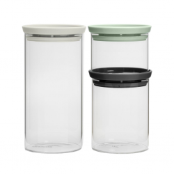 Brabantia 100550 Set of 3 Pcs Mixed Stackable 10YW Glass Jars "O"