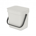 Brabantia 213229 3L Light Grey Sort & Go Waste Bin 10YW "O"