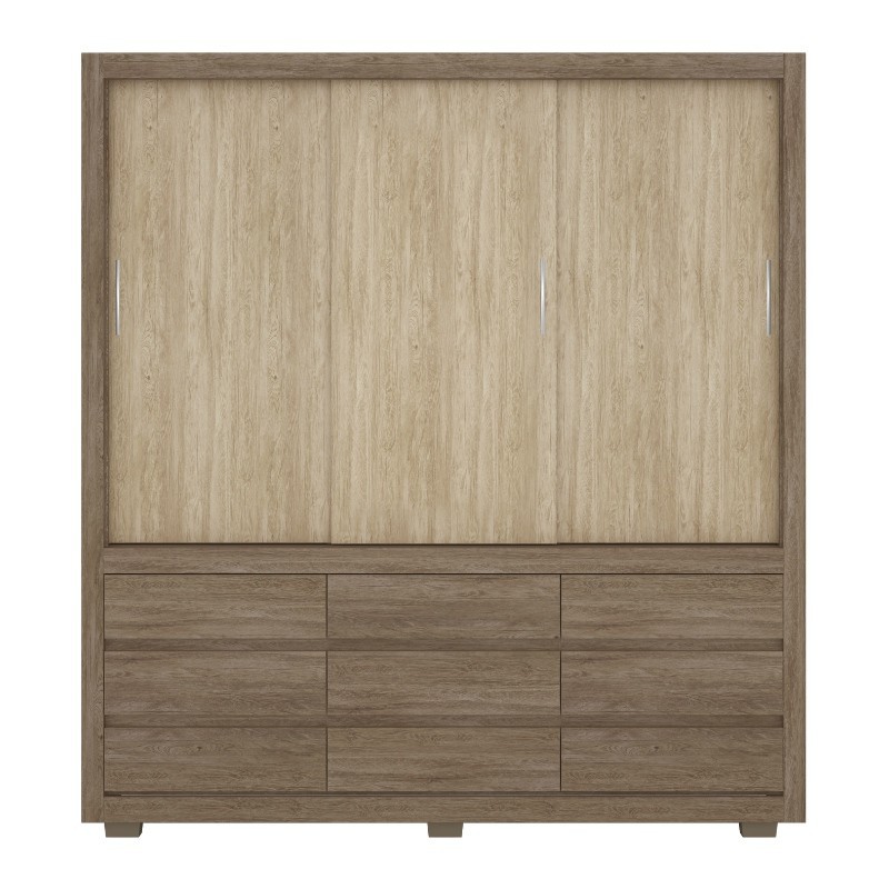 Detroit Wardrobe 3 Drs Walnut/Vanilla PB