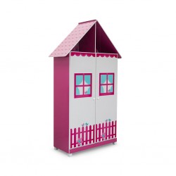 Casinha 2 Doors Wardrobe Pink/White Color