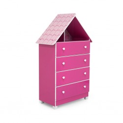 Casinha Chest of 4 Drawers Pink Color