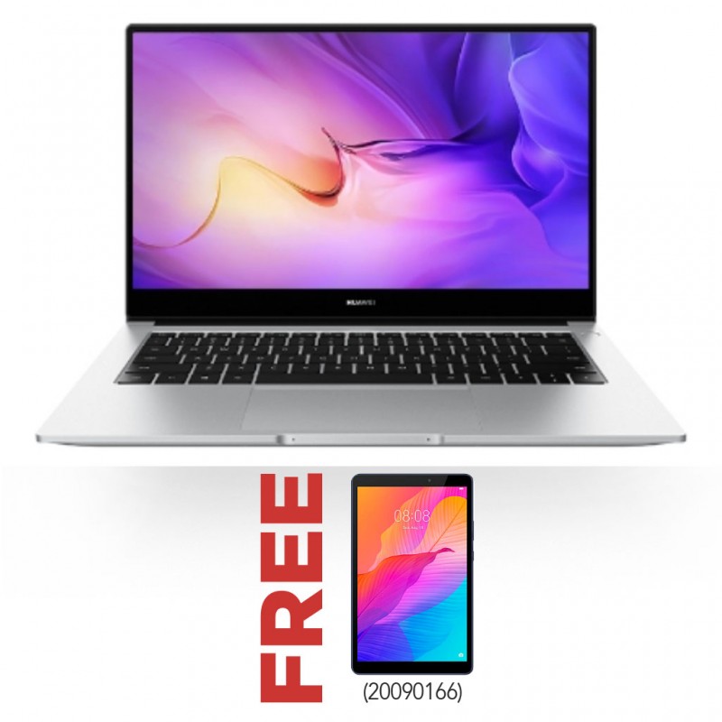 Huawei Matebook D 14 (11th Gen i5/8G/512GB) Mystic Silver & Free Huawei Matepad T8 Deepsea Blue 3+32GB