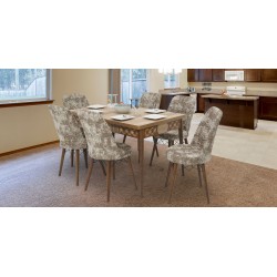 Azra Table+6 chairs (Extendable) 80 x170 Grey Moirer