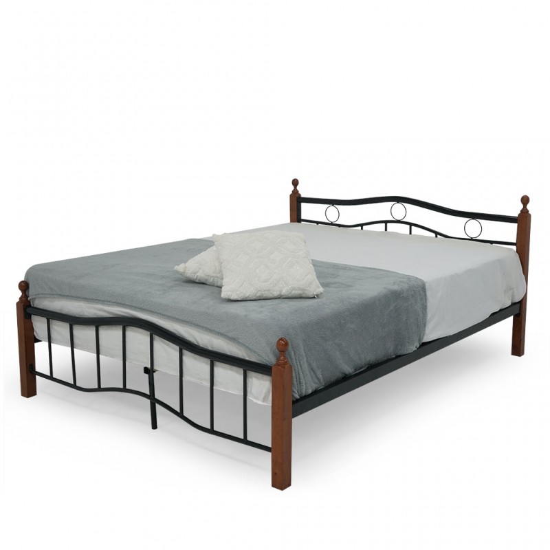 Bianca Bed 150x190 cm Rubberwood/Metal