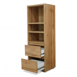 Image Bookshelf 3 Tiers+2 Drawers Golden Oak Color