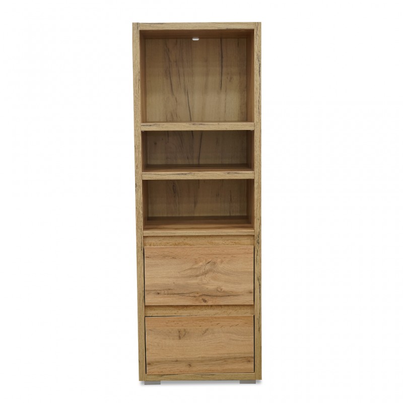 Image Bookshelf 3 Tiers+2 Drawers Golden Oak Color