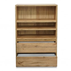 Image Bookshelf 3 Tiers+2 Drawers Golden Oak