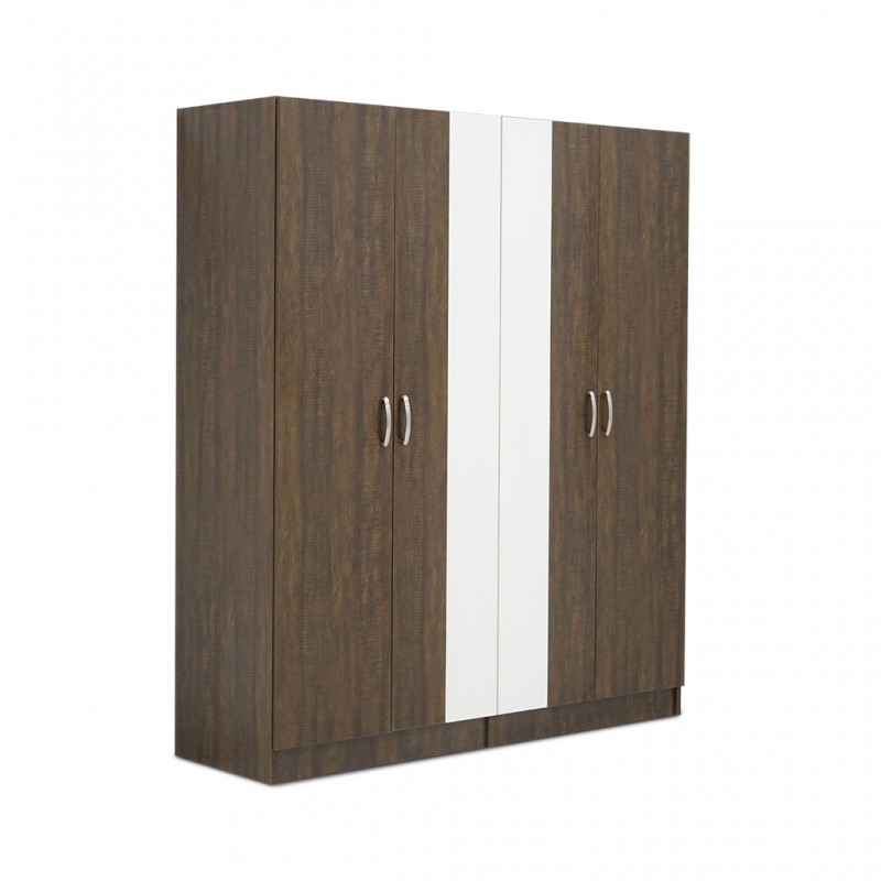 Levitas Wardrobe 4 Doors Dark Brown & White Levitas Wardrobe 4 Doors Dark Brown & White
