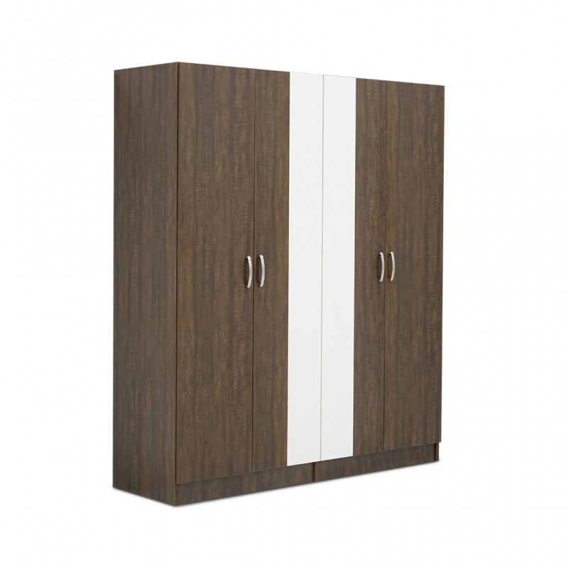 Levitas Wardrobe 4 Doors Dark Brown & White