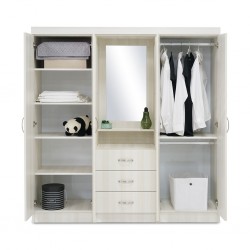 Inicio Wardrobe 4 Doors White Ash in Melamine MDF