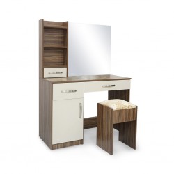 Bellinzona Dressing Table & Pouf in Melamine MDF Brown & Off White