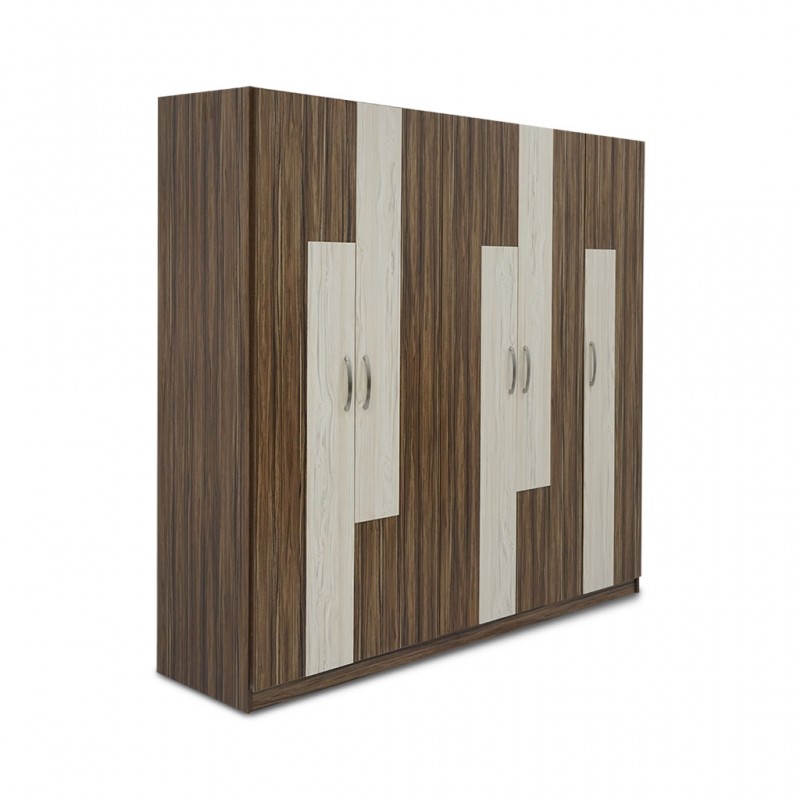 Bellinzona Wardrobe 5 Doors in Melamine MDF Brown & Off White