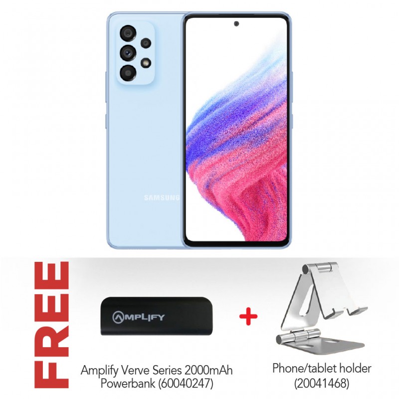 Samsung Galaxy A53 Blue & Free Amplify Verve Series 2000mAh Powerbank + Charmount Phone/Tablet Holder