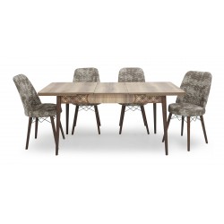 Azra Table & 6 chairs (Extendable) 80 x170 Grey Moirer