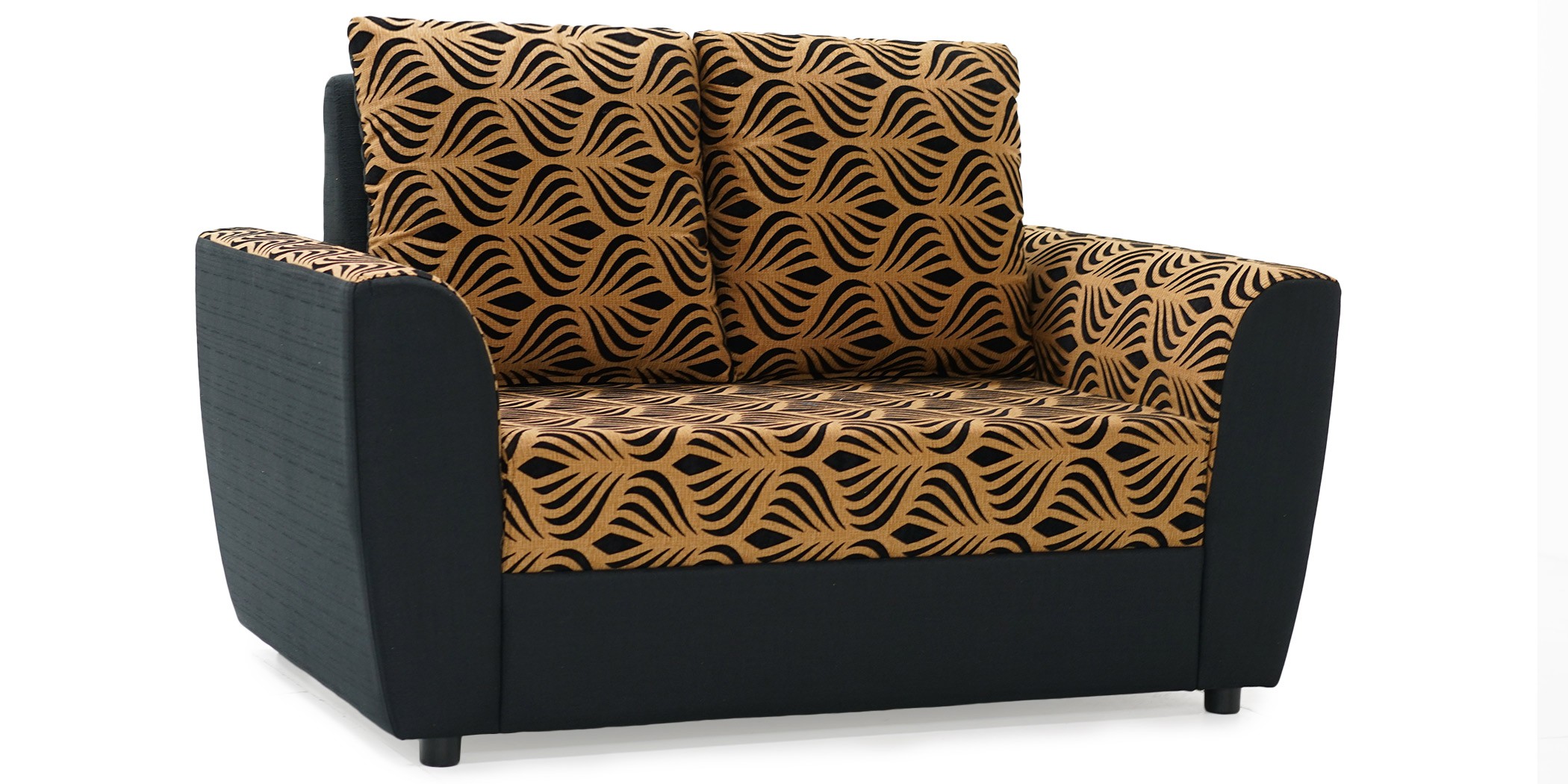 Elsa Sofa 3+2+1 Black W/Brown Pattern Fabric