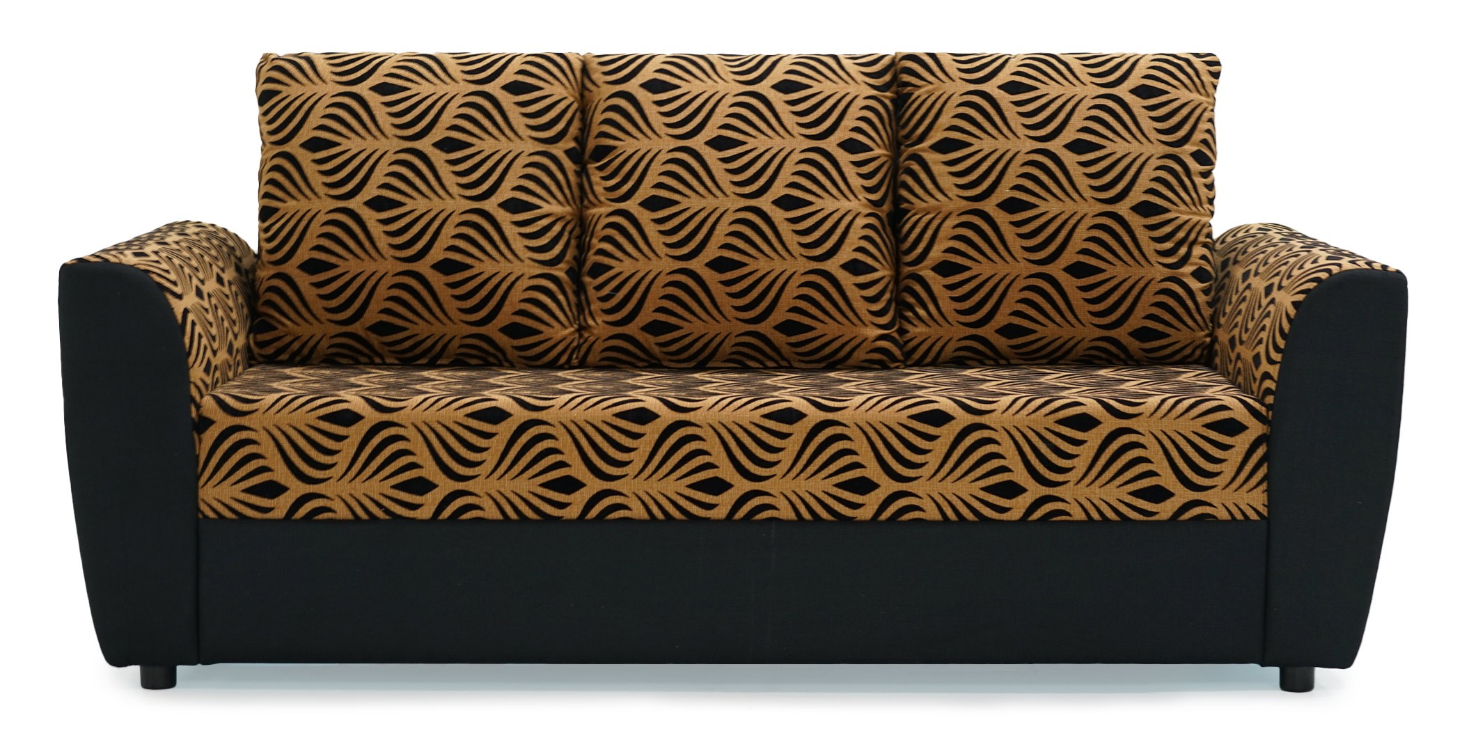 Elsa Sofa 3+2+1 Black W/Brown Pattern Fabric