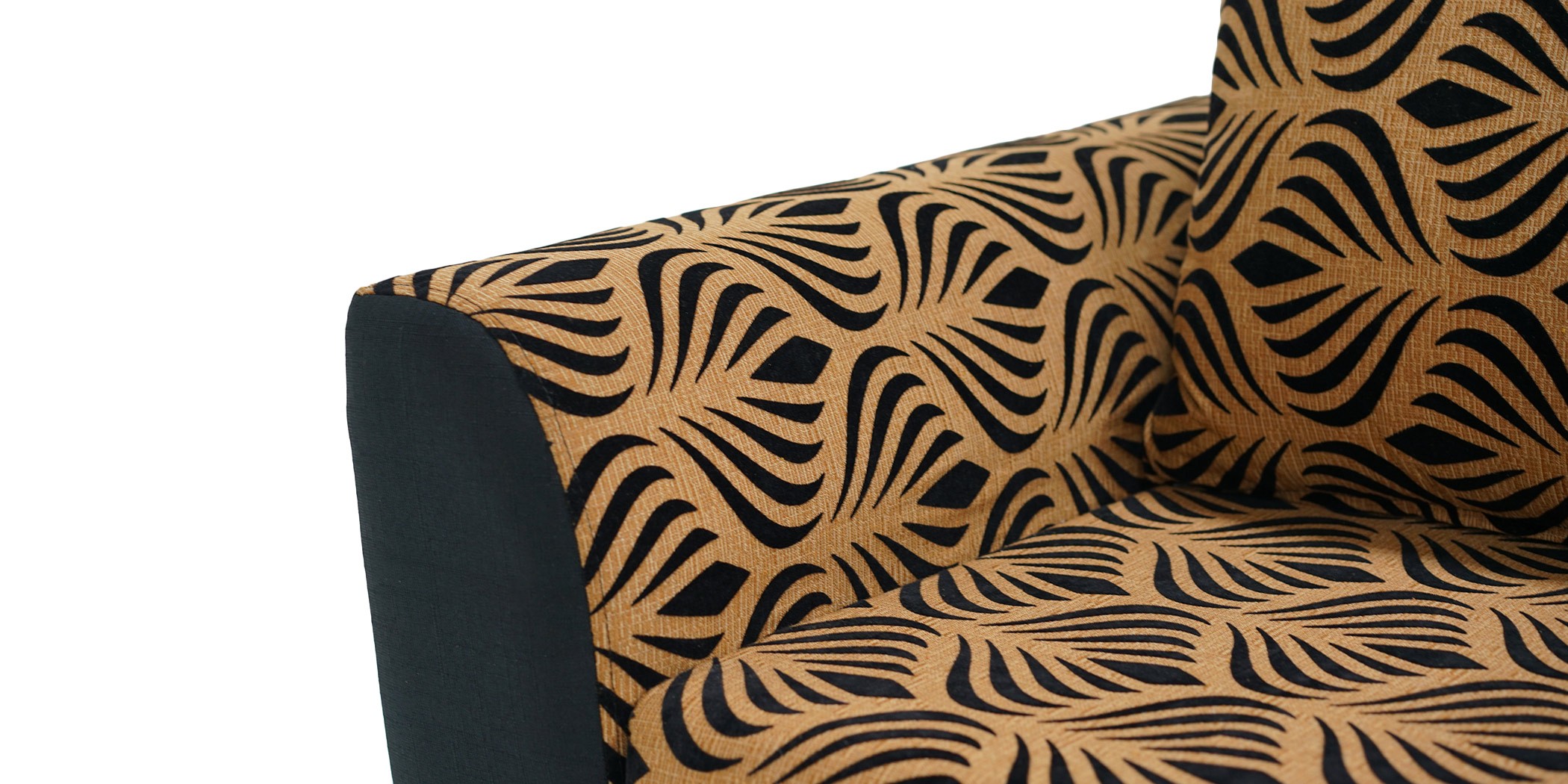 Elsa Sofa 3+2+1 Black W/Brown Pattern Fabric