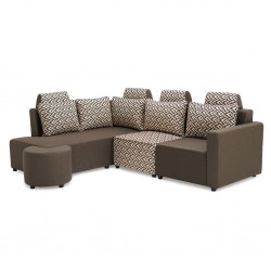 Angelo Corner LHF Chaise+RHF 3Seater+Ottoman Brown