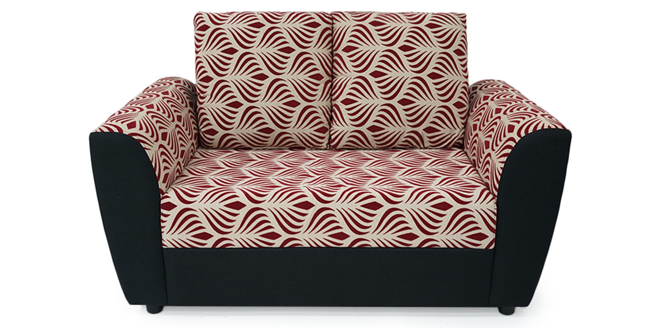 Elsa Sofa 3+2+1 Black With Red Pattern Fabric