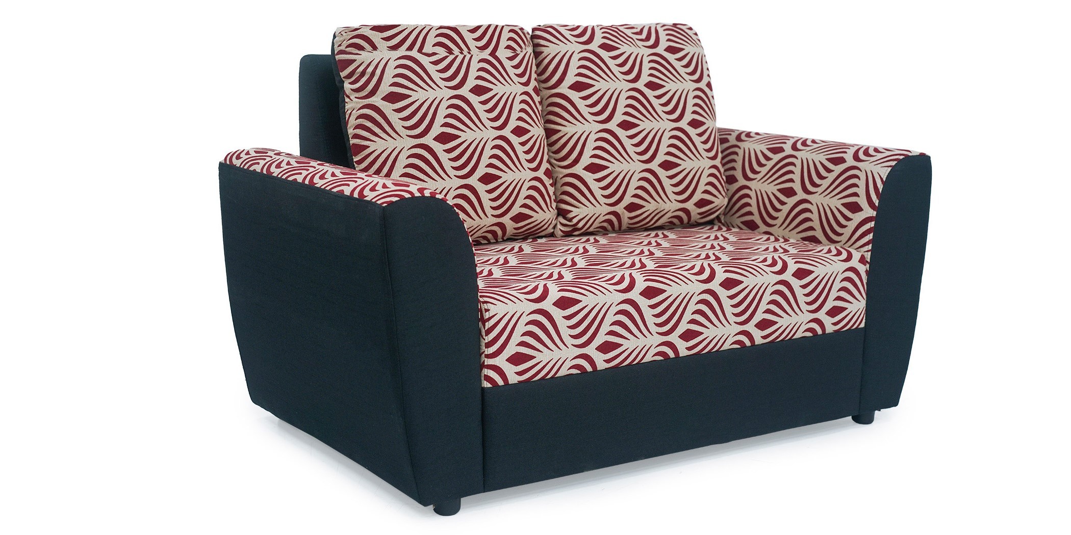 Elsa Sofa 3+2+1 Black With Red Pattern Fabric