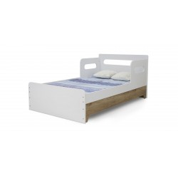 Arte Bed 108x190cm In Melamine MDF Wash Oak & White