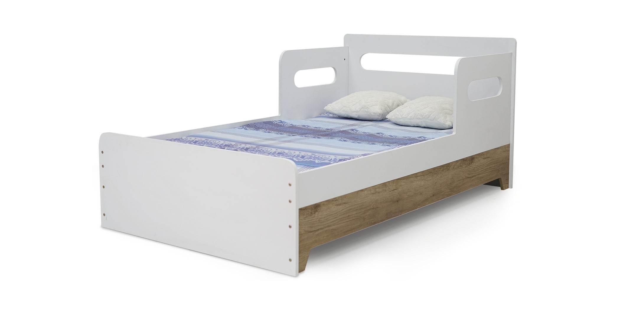 Arte Bed 108x190cm In Melamine MDF Wash Oak & White
