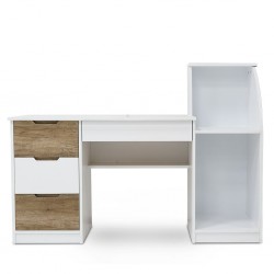 Arte Office Desk In Melamine MDF White Wash Oak & White