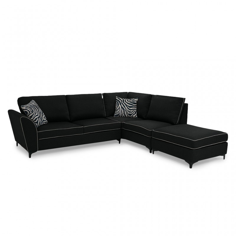Bella Sofa Corner + Ottoman Black Col Fabric Bella Sofa Corner + Ottoman Black Col Fabric