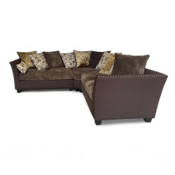 Marco Sofa Corner Brown with 12 Cushions in Fabrics