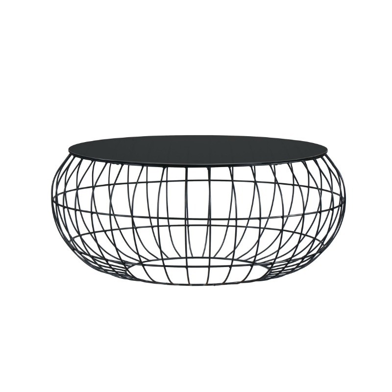 Orsino Coffee Table Black Metal & Glass Top