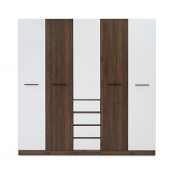 Azzurra Wardrobe 5 Doors Walnut & White