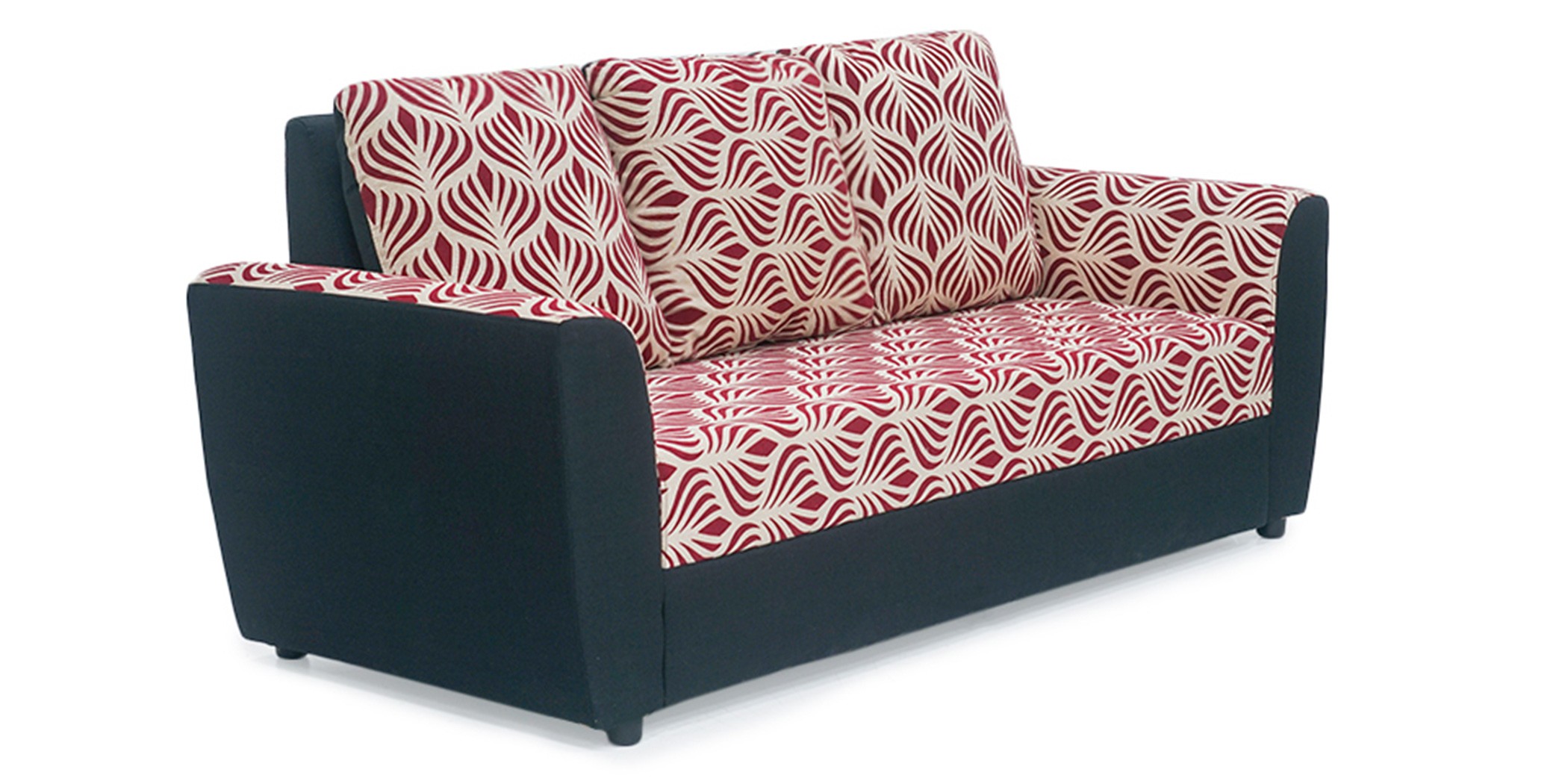 Elsa Sofa 3+2+1 Black With Red Pattern Fabric