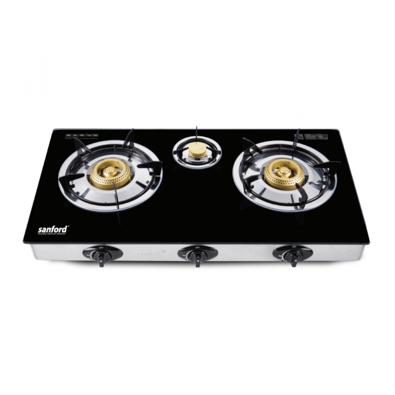 Sanford SAN726SF5362GC Black Triple Burner Glass Tempered 2YW Gas Stove