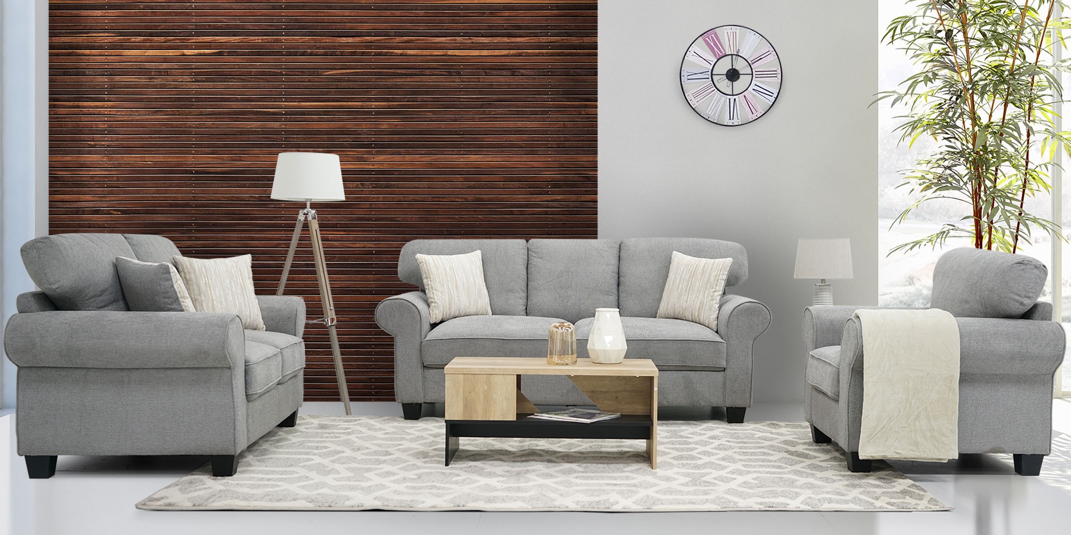 Vixon Sofa 3+2+1 Grey Fabric