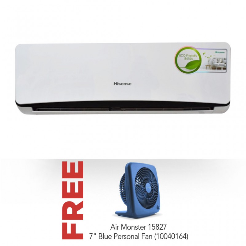 Hisense AS-12CR4SVDTE Air Conditioner & Free Air Monster 15827 7" Blue Personal Fan