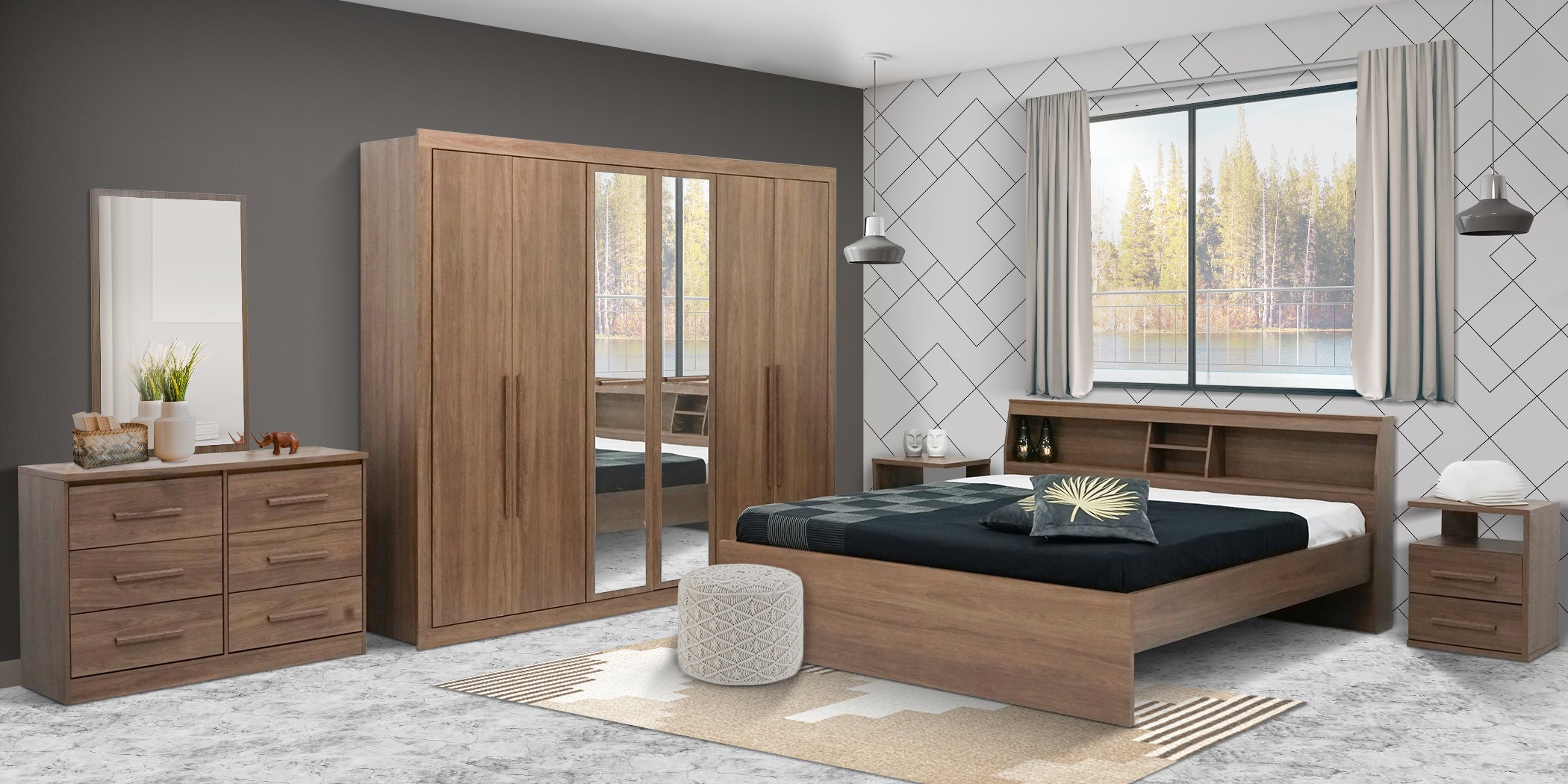 Garden Bedroom Set 180x200 cm Castanho Color