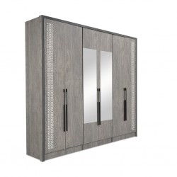 Feori Wardrobe 6 Doors Grey