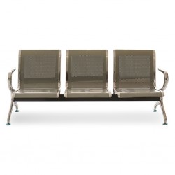 Waiting Chair VIP Silver Grey Perforated 3 Seater