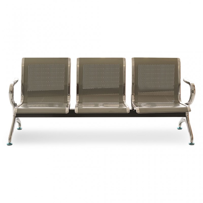 Waiting Chair VIP Silver Grey Perforated 3 Seater Waiting Chair VIP Silver Grey Perforated 3 Seater