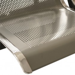Waiting Chair VIP Silver Grey Perforated 3 Seater
