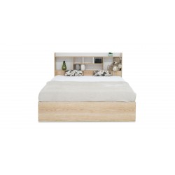 Neo Bed 150x190 cm MDF Oak and White