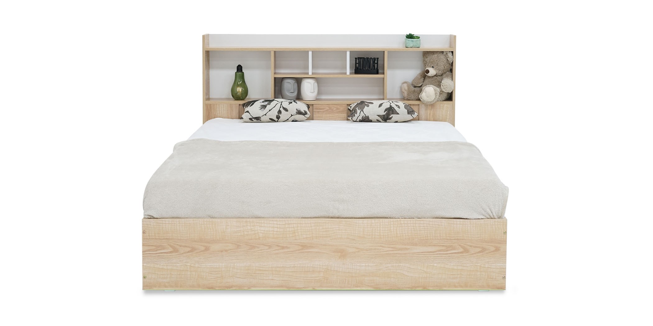 Neo Bed 150x190 cm MDF Oak and White
